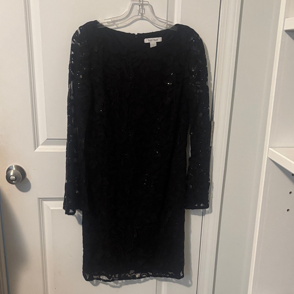 White House Black Market Elegant Black Long Sleeve Dress